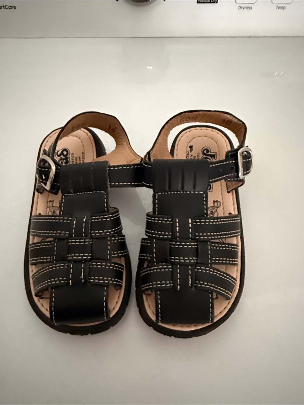 Black Kids Fisherman Sandals with Contrast Stitching